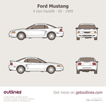 1999 Ford Mustang 4 Gen Facelift V6 Coupe blueprint