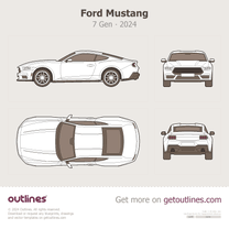 2024 Ford Mustang 7 Gen GT Fastback ∙ Top View Coupe blueprint