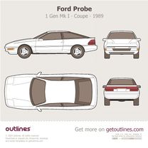 1989 Ford Probe 1 Gen Mk I Top View Coupe blueprint