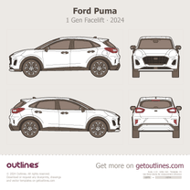 2024 Ford Puma 1 Gen Facelift SUV blueprint