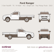 2015 Ford Ranger 3 Gen Facelift T6 Hi-Rider ∙ 4x2 ∙ Single Cab ∙ Tray Pickup Truck blueprint