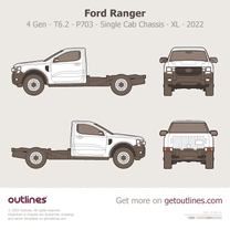 2022 Ford Ranger 4 Gen T6.2 P703 Single Cab Chassis ∙ XL Pickup Truck blueprint