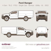 2022 Ford Ranger 4 Gen T6.2 P703 Single Cab ∙ Service ∙ Utility ∙ XL Pickup Truck blueprint