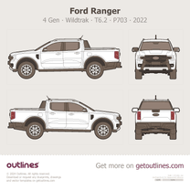 2022 Ford Ranger 4 Gen T6.2 P703 Wildtrak ∙ XLT ∙ Sport ∙ Tremor ∙ Platinum Pickup Truck blueprint