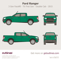 2015 Ford Ranger 3 Gen Facelift T6 First Gen Double Cab Pickup Truck blueprint