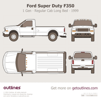 1999 Ford Super Duty F350 King Ranch ∙ Top View Pickup Truck blueprint