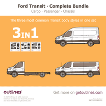 2025 Ford E-Transit 3 in 1 Bundle ∙ User’s Choice ∙ $59 instead of $72 Including Cargo, Passenger, and Chassis Cab Heavy Truck blueprint