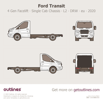 2020 Ford Transit 4 Gen Facelift Single Cab Chassis ∙ L2 ∙ DRW ∙ eu Medium Truck blueprint