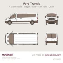 2020 Ford Transit [Legacy] 4 Gen Facelift Wagon LWB Low Roof ∙ Top View Wagon blueprint