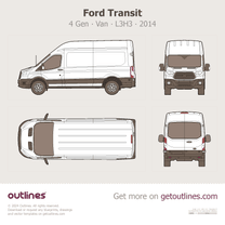2014 Ford Transit 4 Gen Van ∙ L3H3 ∙ eu ∙ uk ∙ Top View Van blueprint