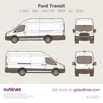 2014 Ford Transit 4 Gen Van ∙ L4H3 HD ∙ DRW ∙ eu ∙ uk Van blueprint