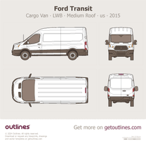 2015 Ford Transit Cargo Van LWB Medium Roof ∙ us ∙ Top View Van blueprint