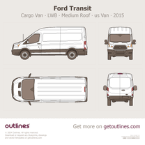 2015 Ford Transit Cargo Van LWB Medium Roof ∙ us ∙ Top View Van blueprint