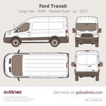 2020 Ford Transit 4 Gen Facelift ∙ Cargo Van RWB Medium Roof ∙ Top View Van blueprint