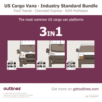 2025 Ford Transit 250 US Cargo Vans ∙ 3 in 1 ∙ Industry Standard Bundle Including Transit ∙ Express ∙ ProMaster Van blueprint