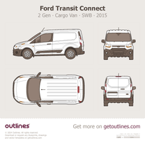 2015 Ford Transit Connect 2 Gen Cargo Van ∙ SWB ∙ Top View Van blueprint