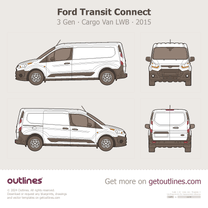 2015 Ford Transit Connect 3 Gen Cargo Van ∙ LWB Van blueprint