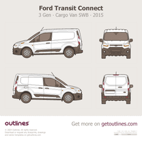 2015 Ford Transit Connect 3 Gen Cargo Van ∙ SWB Van blueprint