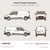 2019 Ford Transit Connect 3 Gen Facelift Cargo Van ∙ LWB Van blueprint