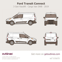 2019 Ford Transit Connect 3 Gen Facelift Cargo Van ∙ SWB Van blueprint