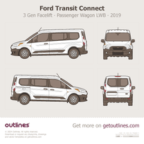 2019 Ford Transit Connect 3 Gen Facelift Passenger Wagon ∙ LWB Wagon blueprint