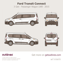 2015 Ford Transit Connect 3 Gen Passenger Wagon ∙ LWB Wagon blueprint