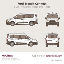 2015 Ford Transit Connect 3 Gen Passenger Wagon ∙ SWB Wagon blueprint