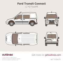 2009 Ford Transit Connect L2 H2 Facelift ∙ Top View Van blueprint
