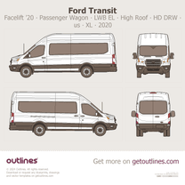 2020 Ford Transit Facelift '20 ∙ Passenger Wagon Long Extended High Roof HD ∙ LWB EL ∙ DRW ∙ us ∙ XL Van blueprint