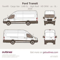 2020 Ford Transit Cargo Van ∙ Facelift Long Extended High Roof HD ∙ LWB EL ∙ DRW ∙ us ∙ XL Van blueprint