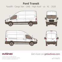2020 Ford Transit Cargo Van ∙ Facelift LWB High Roof ∙ us ∙ XL Van blueprint