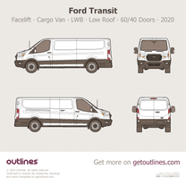 2020 Ford Transit Cargo Van ∙ Facelift LWB Low Roof ∙ 60/40 Doors ∙ us ∙ XL Van blueprint