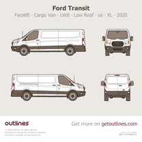 2020 Ford Transit Cargo Van ∙ Facelift LWB Low Roof ∙ us ∙ XL Van blueprint