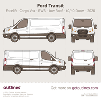 2020 Ford Transit Cargo Van ∙ Facelift RWB Low Roof ∙ 60/40 Doors ∙ us ∙ XL Van blueprint