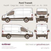 2020 Ford Transit Cargo Van ∙ Facelift RWB Medium Roof ∙ us ∙ XL Van blueprint