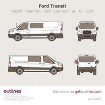 2020 Ford Transit Crew Van ∙ Facelift LWB Low Roof ∙ us ∙ XL Van blueprint