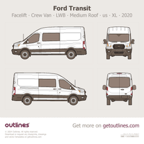 2020 Ford Transit Crew Van ∙ Facelift LWB Medium Roof ∙ us ∙ XL Van blueprint