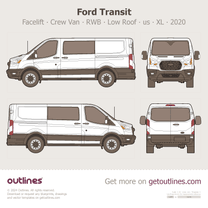 2020 Ford Transit Crew Van ∙ Facelift RWB Low Roof ∙ us ∙ XL Van blueprint
