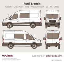 2020 Ford Transit Crew Van ∙ Facelift RWB Medium Roof ∙ us ∙ XL Van blueprint