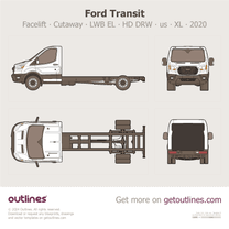 2020 Ford Transit Cutaway ∙ Facelift LWB EL ∙ HD DRW ∙ us ∙ XL ∙ Top View Van blueprint