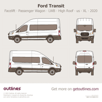 2020 Ford Transit Facelift ∙ Passenger Wagon LWB High Roof ∙ us Wagon blueprint