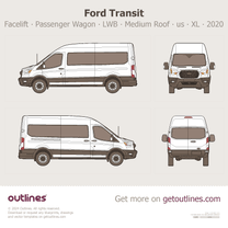 2020 Ford Transit Passenger Wagon ∙ Facelift LWB Medium Roof ∙ us ∙ XL Wagon blueprint