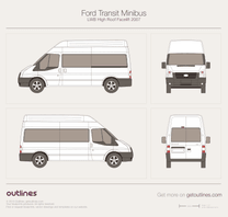 2007 Ford Transit Minibus LWB High Roof Facelift Wagon blueprint