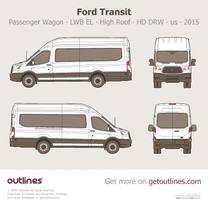 2015 Ford Transit Passenger Wagon Long Extended High Roof HD ∙ LWB EL ∙ DRW ∙ us Van blueprint