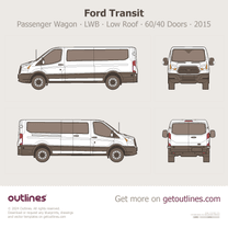 2015 Ford Transit Passenger Wagon LWB Low Roof ∙ 60/40 Doors ∙ us Van blueprint