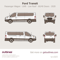 2020 Ford Transit Passenger Wagon ∙ Facelift LWB Low Roof ∙ 60/40 Doors ∙ us ∙ XL Van blueprint
