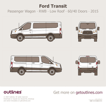 2015 Ford Transit Passenger Wagon RWB Low Roof ∙ 60/40 Doors ∙ us Van blueprint