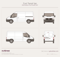 2007 Ford Transit Van MWB Medium Roof Facelift Van blueprint
