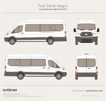 2013 Ford Transit Wagon Long Extended High Roof Wagon blueprint