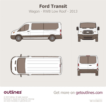 2013 Ford Transit Wagon RWB Low Roof Top View Wagon blueprint